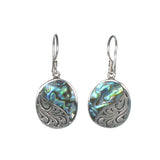 Oval Earrings with Silver Filigree and Shell Detail - Multiple Colors Available - Pieces of Bali