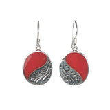 Oval Earrings with Silver Filigree and Shell Detail - Multiple Colors Available - Pieces of Bali
