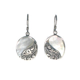 Oval Earrings with Silver Filigree and Shell Detail - Multiple Colors Available - Pieces of Bali