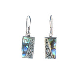 Rectangle Earring with Silver Filigree and Shell Detail - Multiple Colors Available - Pieces of Bali