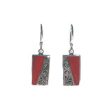 Rectangle Earring with Silver Filigree and Shell Detail - Multiple Colors Available - Pieces of Bali