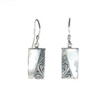 Rectangle Earring with Silver Filigree and Shell Detail - Multiple Colors Available - Pieces of Bali