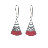 Fan Shaped Dangle Earring with Shell Detail - Multiple Colors Available - Pieces of Bali