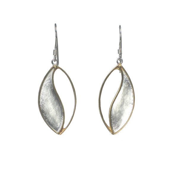 Silver and Gold Leaf Dangle Earring - Pieces of Bali