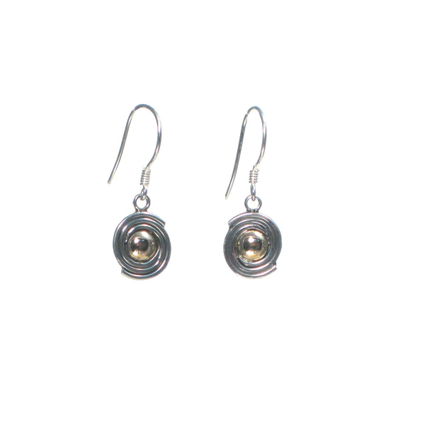 Silver and Rose Gold Saturn Dangle Earrings - Pieces of Bali