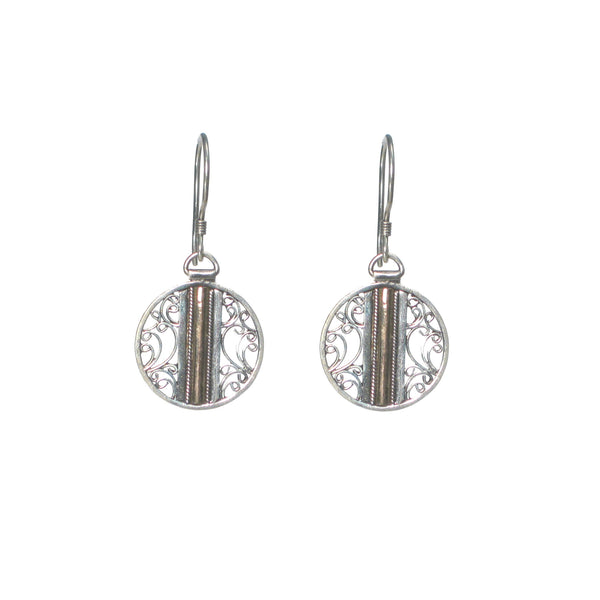 Filigree Circle with Rose Gold Detail Dangle Earring - Pieces of Bali