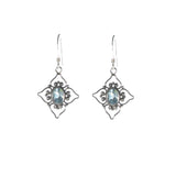 Filigree Flower with Stone Dangle Earring - Multiple Stones Available - Pieces of Bali
