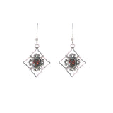Filigree Flower with Stone Dangle Earring - Multiple Stones Available - Pieces of Bali