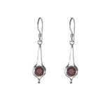 Silver Bars with Round Stone Dangle Earrings - Multiple Stones Available - Pieces of Bali