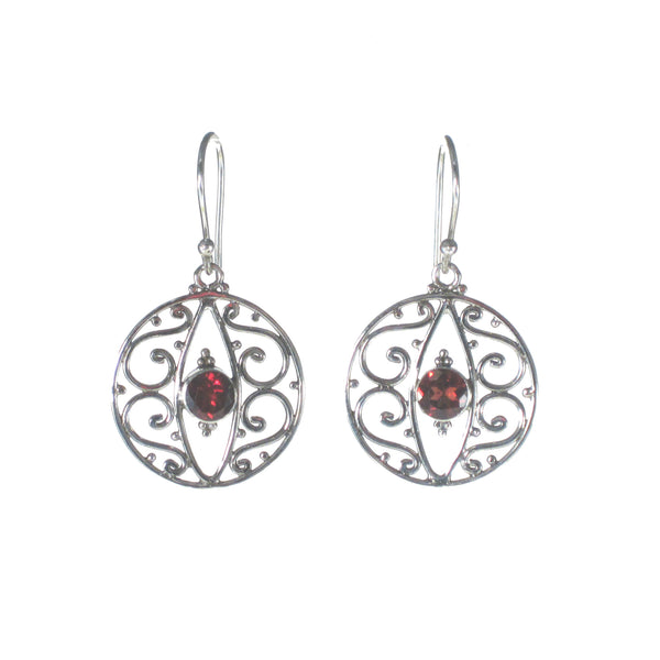 Wire Filigree Diamond with Small Stone Dangle Earrings - Pieces of Bali