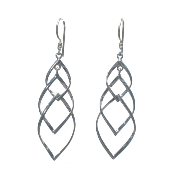 Interlocking Silver Weave Dangle Earrings - Pieces of Bali