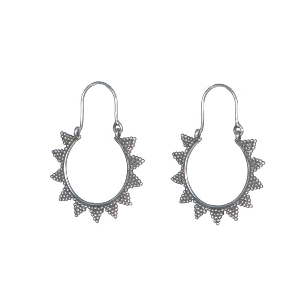 Medium Hoops with Pointed Dot Detail Earrings - Pieces of Bali