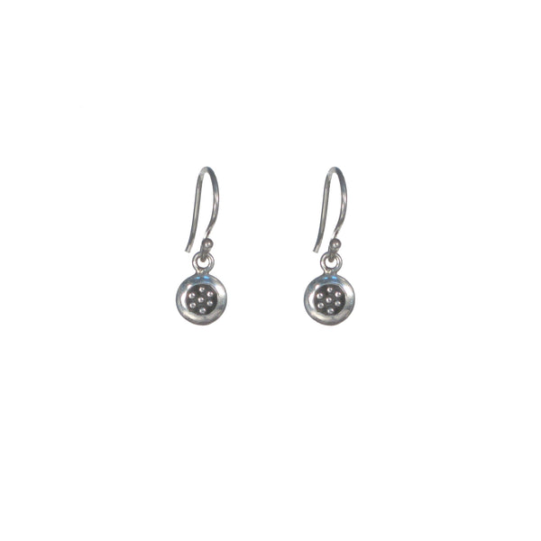 Small Silver Circle with Dots Earrings - Studs and Dangle Available - Pieces of Bali