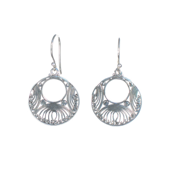 Filigree Circle with Open Center Dangle Earring - Pieces of Bali