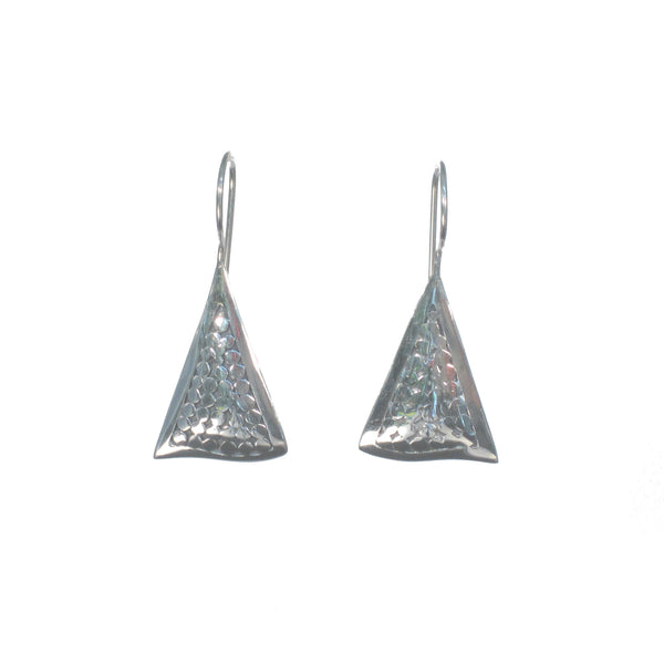 Silver Triangles with Dots Dangle Earrings - Pieces of Bali