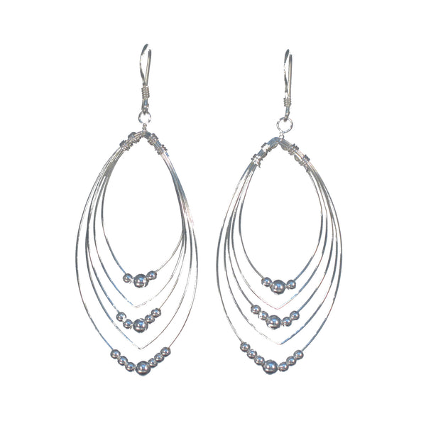 Silver Wire Rings with Beads Dangle Earrings - Pieces of Bali