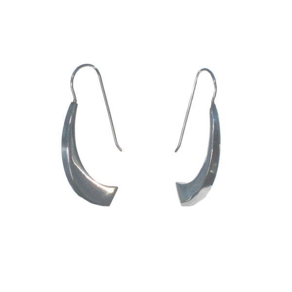 Long Curved Sterling Silver Dangle Earrings - Pieces of Bali