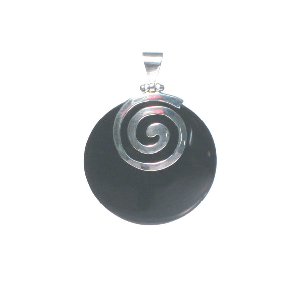 Round Shell with Silver Spiral Cap Pendant - Pieces of Bali