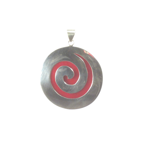 Large Round Shell with Sterling Silver Coil Pendant - Pieces of Bali