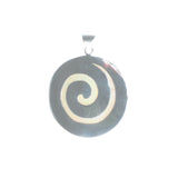 Large Round Shell with Sterling Silver Coil Pendant - Pieces of Bali
