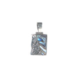 Sterling Silver Rectangle Pendant with Silver filigree and Shell Detail - Pieces of Bali