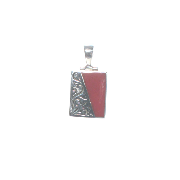 Sterling Silver Rectangle Pendant with Silver filigree and Shell Detail - Pieces of Bali