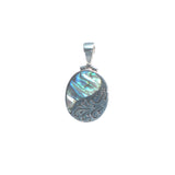 Sterling Silver Oval Pendant with Silver Filigree and Shell Detail - Pieces of Bali