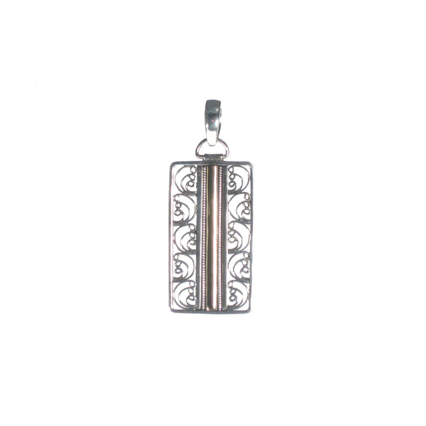 Filigree Rectangle with Rose Gold Detail Pendant - Pieces of Bali