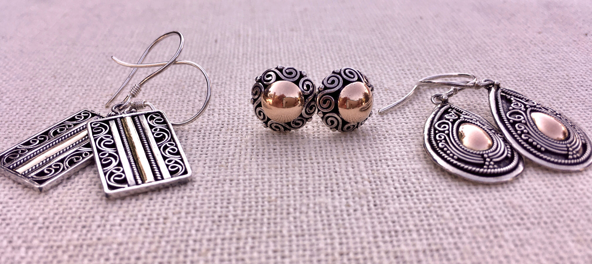 sterling silver and rose gold handmade earrings